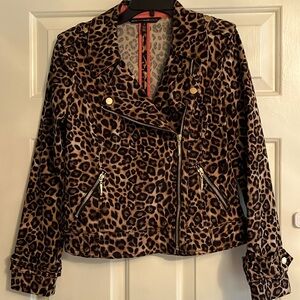 WHBM leopard print moto style jacket - size 6